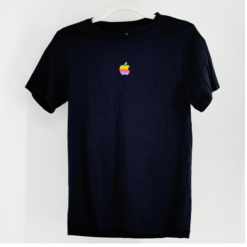 VTG Apple Campus Logo Graphic T-Shirt Black XS Short Slv Crew Single Stitch NWOT